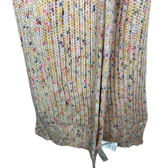 Loft Cream/Yellow Multicolor Knitted Flecked Rectangle Scarf  12” x 74” - Picture 4 of 8